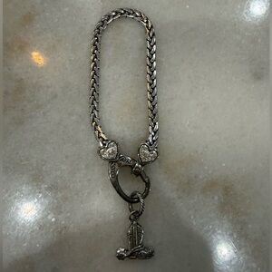Brighton Silver Heart Braclet with Texas Boot Charm Bracelet